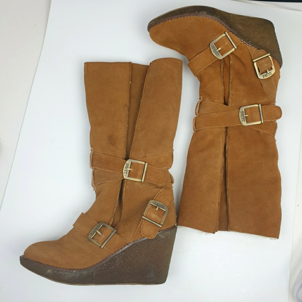 Australia Luxe collective Alyssa leather suede wedge boots size 10